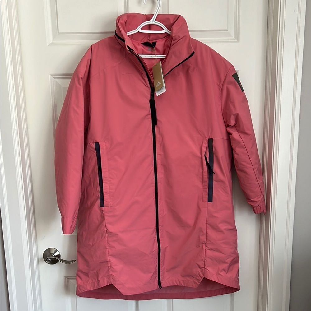 adidas NWT Large Womens Myshelter 4-1 Wind.Rdy Parka Jacket Hazy Rose